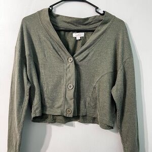 Colsie Olive Cropped ribbed Cardigan